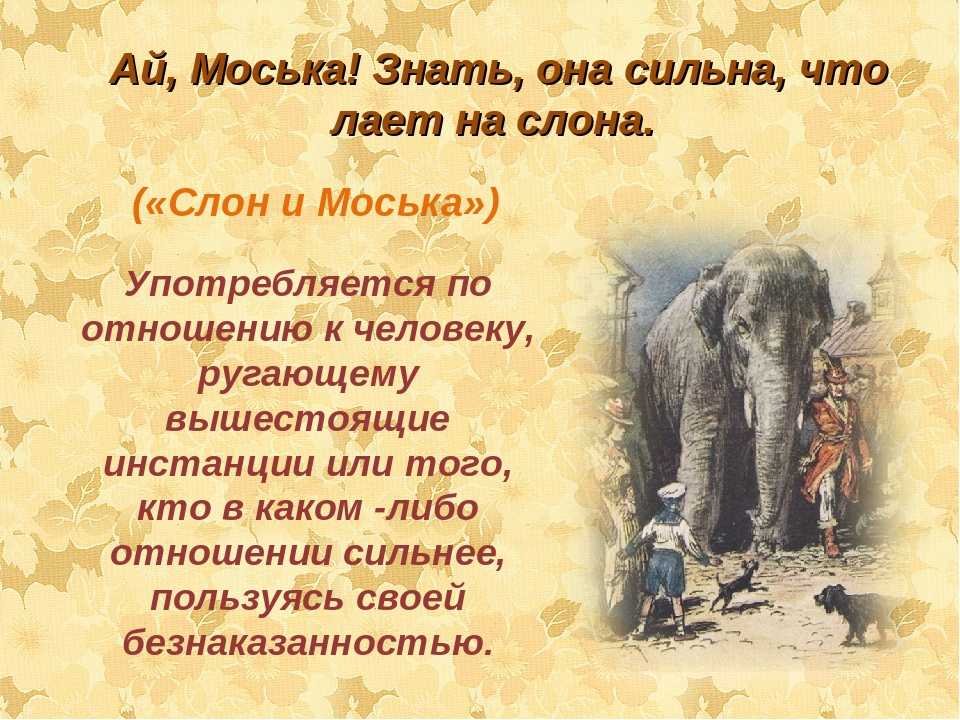 Иван крылов — слон и моська (басня): стих